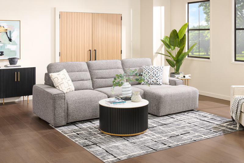 Sofa sectionnel de droite Prestige de Shaquille O’Neal Home 3 pièces avec inclinaison électrique - gris