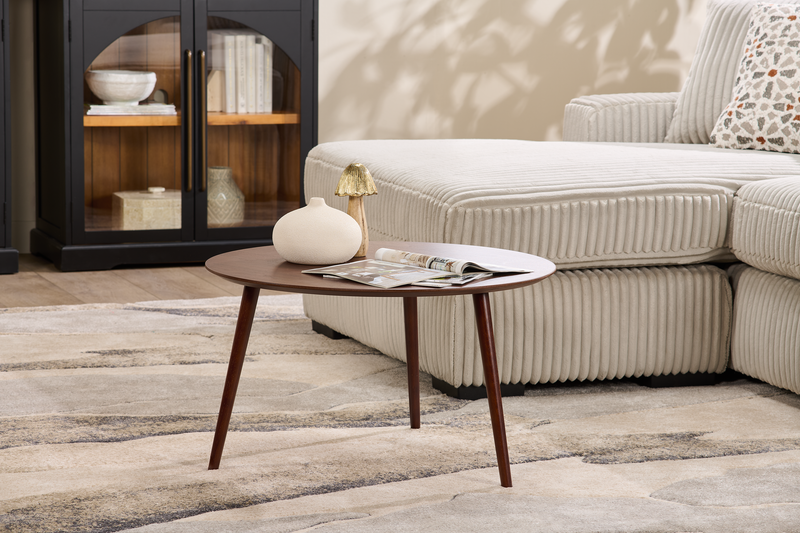 Sofa sectionnel Willow 2 pièces en tissu avec coussins amovibles et pouf de fauteuil long - sable
