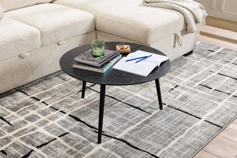 Table à café moderne Viola de 29,5 po avec dessus rond - frêne noir 
