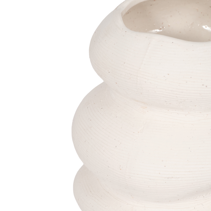 Vase à motifs gravés à la main de 12 po en céramique d'apparence cairn - ivoire 