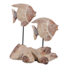 Poisson sur socle de _ po en bois naturel - rouge