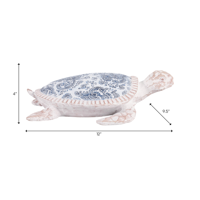 Tortue dans sa carapace de 4 po à motif cachemire - bleu clair