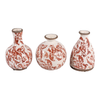 6.75” Set of 3 Ceramic Floral Cottage Bud Vases – Red and Ivory  | Ensemble de 3 vases à fleurs Cottage de 6,75 po en céramique à motif floral- rouge et ivoire