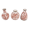 6.75” Set of 3 Ceramic Floral Cottage Bud Vases – Red and Ivory  | Ensemble de 3 vases à fleurs Cottage de 6,75 po en céramique à motif floral- rouge et ivoire
