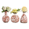 6.75” Set of 3 Ceramic Floral Cottage Bud Vases – Red and Ivory  | Ensemble de 3 vases à fleurs Cottage de 6,75 po en céramique à motif floral- rouge et ivoire