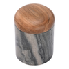 5” Curved Marble Box with Acacia Wood – Stone | Boîte courbée de 5 po en marbre avec acacia - pierre
