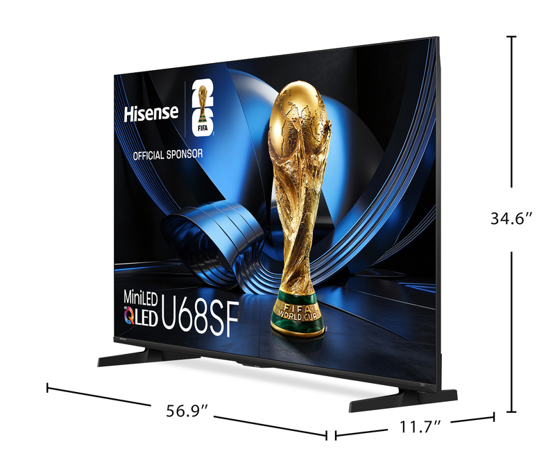 Téléviseur QLED Hisense U68SF UHD 4K de 65 po avec Mini DEL et IA (65U68SF)
