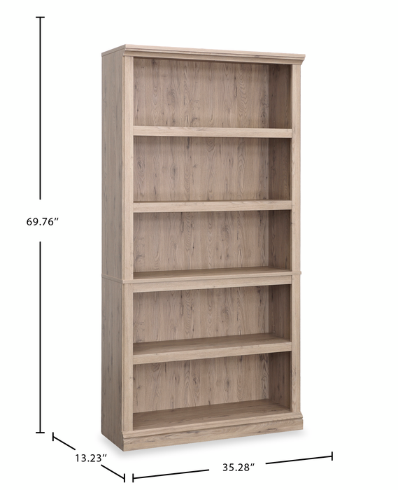 Bibliothèque Alcott de 35,28 po à 5 tablettes dont 3 tablettes réglables - érable Pacifique
