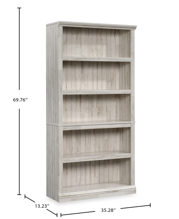 Bibliothèque Alcott de 35,28 po à 5 tablettes dont 3 tablettes réglables - bois blanc