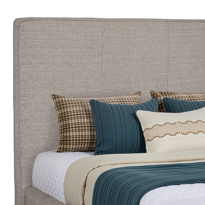 Lit plateforme rembourré Alix en tissu gris - format très grand lit 