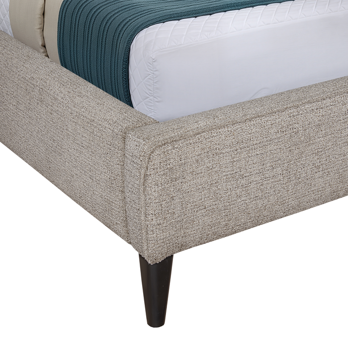 Lit plateforme rembourré Alix en tissu gris - format très grand lit 