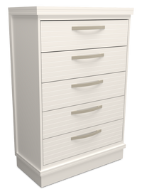 Commode verticale de chambre à coucher Alpine de 32 po (L) x 47 po (H) à 5 tiroirs, fabriquée au Canada - blanche