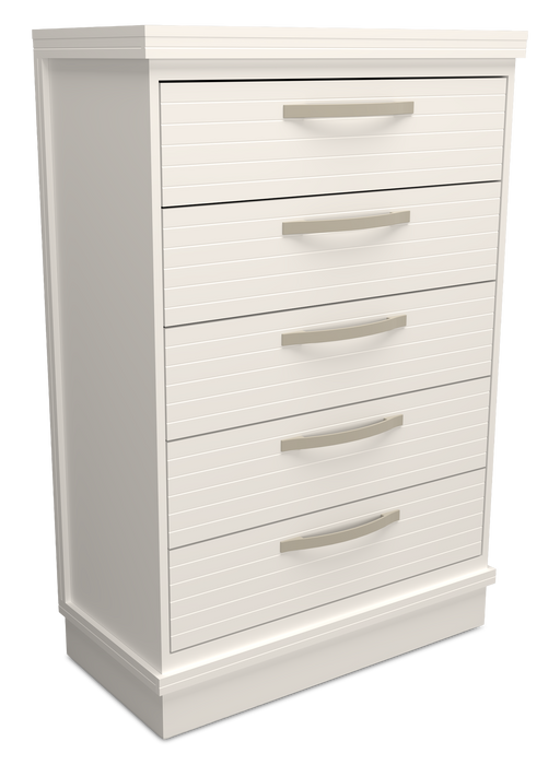 Commode verticale de chambre à coucher Alpine de 32 po (L) x 47 po (H) à 5 tiroirs, fabriquée au Canada - blanche