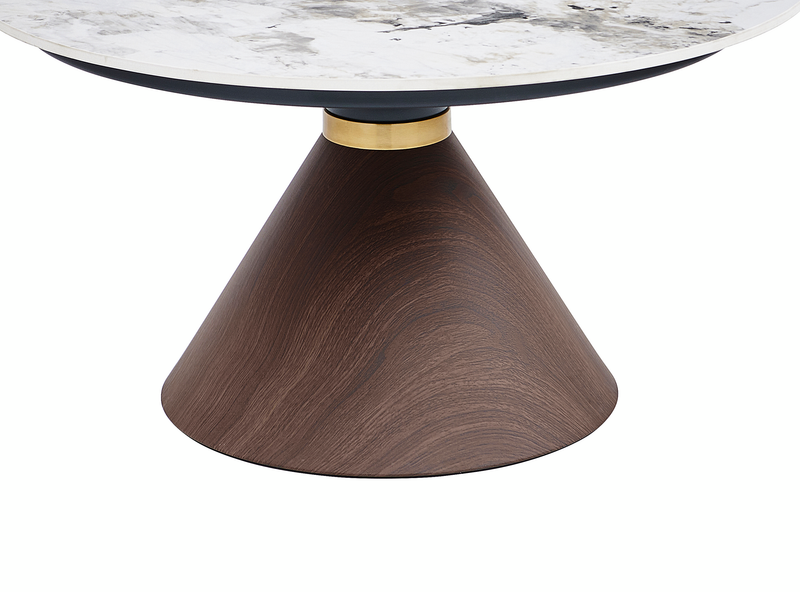 Table à café ovale moderne Alwin de 40 po avec dessus en pierre frittée blanche - brune