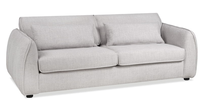 Sofa Annex de 90 po fabriqué au Canada en tissu avec coussins décoratifs - gris