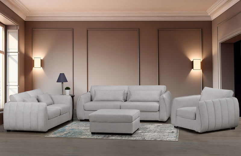 Sofa Annex de 90 po fabriqué au Canada en tissu avec coussins décoratifs - gris