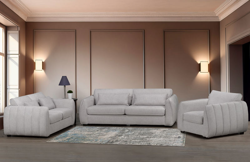 Sofa Annex de 90 po fabriqué au Canada en tissu avec coussins décoratifs - gris
