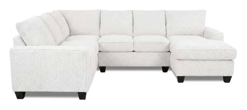 Sofa sectionnel de droite 3 pièces avec fauteuil long personnalisable Arc de Sofa Lab fabriqué au Canada en tissu - Teddy Snow