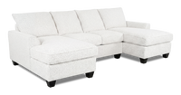 Sofa sectionnel avec deux fauteuils longs personnalisable Arc de Sofa Lab fabriqué au Canada en tissu - Teddy Snow
