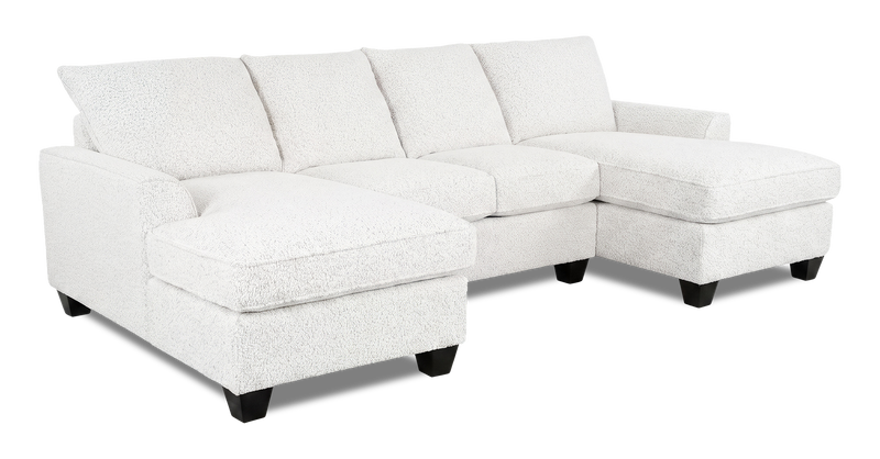 Sofa sectionnel avec deux fauteuils longs personnalisable Arc de Sofa Lab fabriqué au Canada en tissu - Teddy Snow