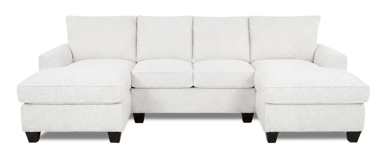 Sofa sectionnel avec deux fauteuils longs personnalisable Arc de Sofa Lab fabriqué au Canada en tissu - Teddy Snow