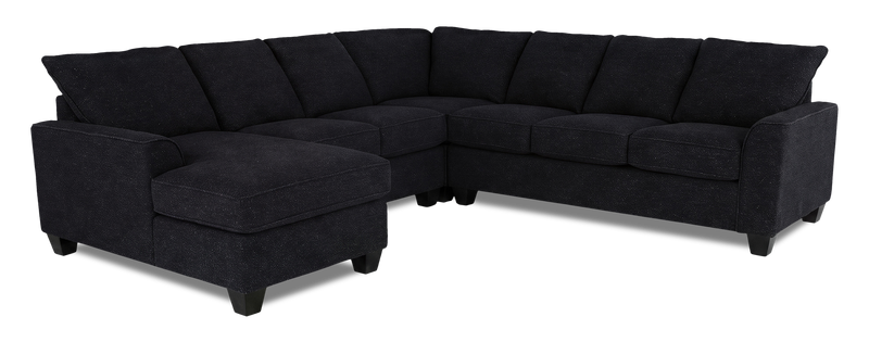 Sofa sectionnel de gauche 4 pièces avec fauteuil long personnalisable Arc de Sofa Lab fabriqué au Canada en tissu - Teddy Raven