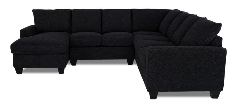 Sofa sectionnel de gauche 4 pièces avec fauteuil long personnalisable Arc de Sofa Lab fabriqué au Canada en tissu - Teddy Raven