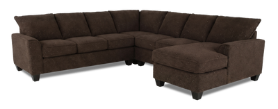 Made in Canada Customizable Sofa Lab Arc 4-Piece Right-Facing Sectional with Chaise - Teddy Walnut | Sofa sectionnel de droite 4 pièces avec fauteuil long personnalisable Arc de Sofa Lab fabriqué au Canada en tissu - Teddy Walnut