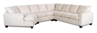 Made in Canada Customizable Sofa Lab Arc 4-Piece Left-Facing Sectional with Cuddler - Chenille White | Sofa sectionnel de gauche 4 pièces avec fauteuil enveloppant personnalisable Arc de Sofa Lab fabriqué au Canada en tissu - Chenille White