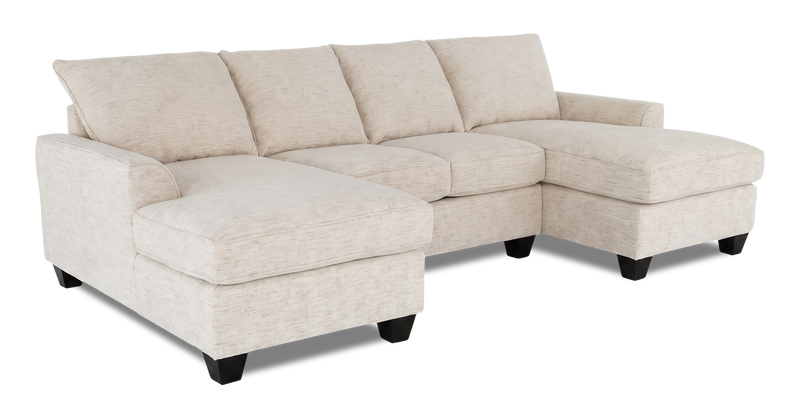 Sofa sectionnel avec deux fauteuils longs personnalisable Arc de Sofa Lab fabriqué au Canada en tissu - Chenille White 