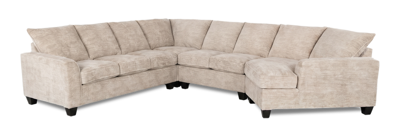 Sofa sectionnel de droite 4 pièces avec fauteuil enveloppant personnalisable Arc de Sofa Lab fabriqué au Canada en tissu - Plush Parchment