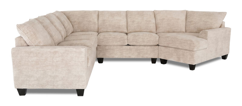 Sofa sectionnel de droite 4 pièces avec fauteuil enveloppant personnalisable Arc de Sofa Lab fabriqué au Canada en tissu - Plush Parchment