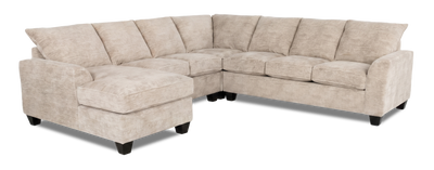 Made in Canada Customizable Sofa Lab Arc 4-Piece Left-Facing Sectional with Chaise - Plush Parchment | Sofa sectionnel de gauche 4 pièces avec fauteuil long personnalisable Arc de Sofa Lab fabriqué au Canada en tissu - Plush Parchment