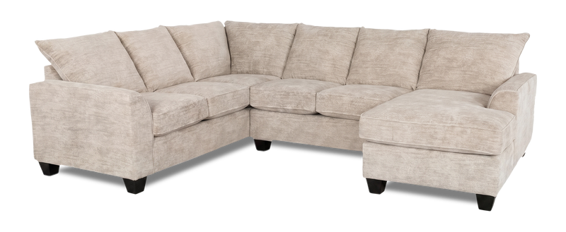 Sofa sectionnel de droite 3 pièces avec fauteuil long personnalisable Arc de Sofa Lab fabriqué au Canada en tissu - Plush Parchment