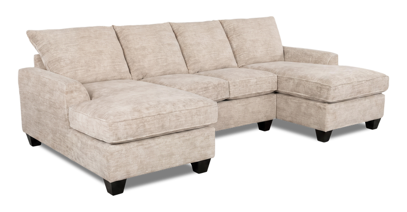 Sofa sectionnel avec deux fauteuils longs personnalisable Arc de Sofa Lab fabriqué au Canada en tissu - Plush Parchment