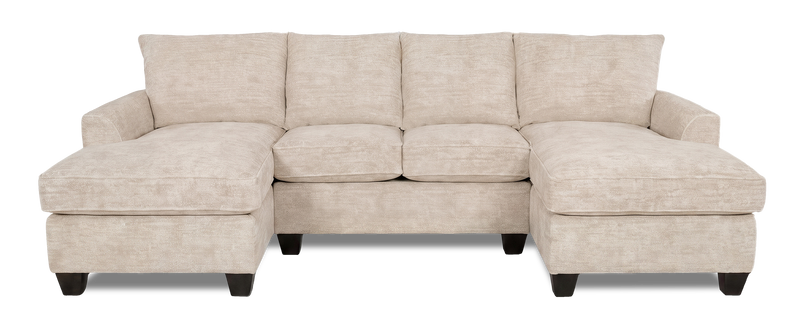 Sofa sectionnel avec deux fauteuils longs personnalisable Arc de Sofa Lab fabriqué au Canada en tissu - Plush Parchment