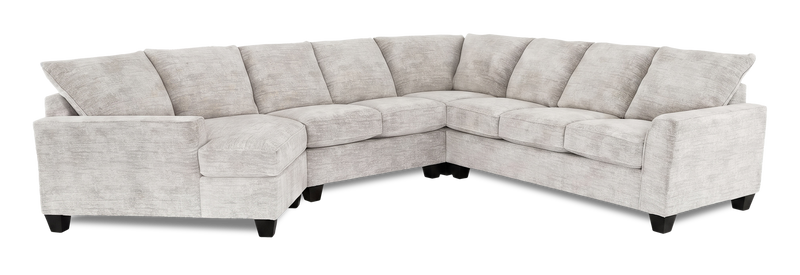 Sofa sectionnel de gauche 4 pièces avec fauteuil enveloppant personnalisable Arc de Sofa Lab fabriqué au Canada en tissu - Plush Oyster