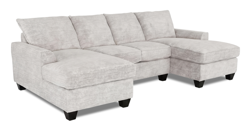 Sofa sectionnel avec deux fauteuils longs personnalisable Arc de Sofa Lab fabriqué au Canada en tissu - Plush Oyster