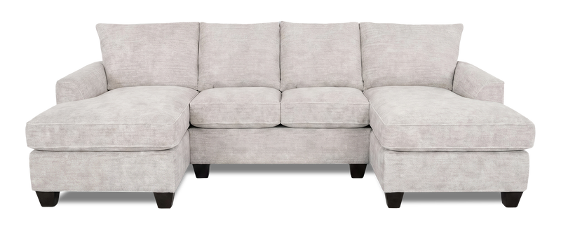 Sofa sectionnel avec deux fauteuils longs personnalisable Arc de Sofa Lab fabriqué au Canada en tissu - Plush Oyster