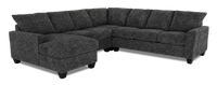 Sofa sectionnel de gauche 4 pièces avec fauteuil long personnalisable Arc de Sofa Lab fabriqué au Canada en tissu - Plush Charcoal
