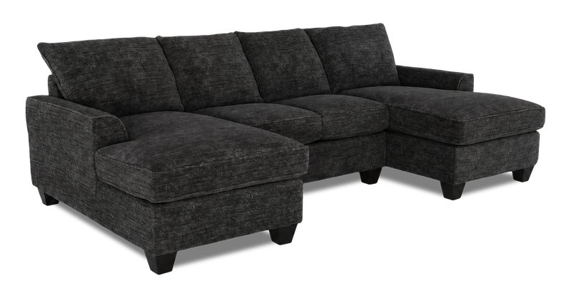 Sofa sectionnel avec deux fauteuils longs personnalisable Arc de Sofa Lab fabriqué au Canada en tissu - Plush Charcoal