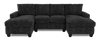 Made in Canada Customizable Sofa Lab Arc Fabric Double Chaise Sectional - Plush Charcoal| Sofa sectionnel avec deux fauteuils longs personnalisable Arc de Sofa Lab fabriqué au Canada en tissu - Plush Charcoal
