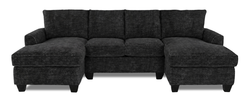 Sofa sectionnel avec deux fauteuils longs personnalisable Arc de Sofa Lab fabriqué au Canada en tissu - Plush Charcoal