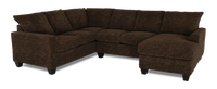 Sofa sectionnel de droite 3 pièces avec fauteuil long personnalisable Arc de Sofa Lab fabriqué au Canada en tissu - Plush Chocolate