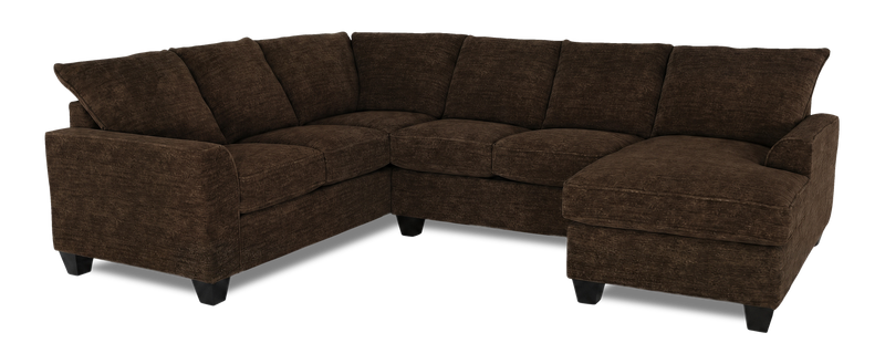 Sofa sectionnel de droite 3 pièces avec fauteuil long personnalisable Arc de Sofa Lab fabriqué au Canada en tissu - Plush Chocolate