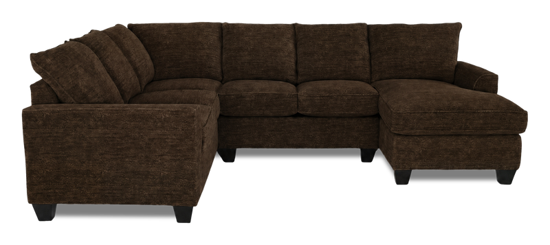 Sofa sectionnel de droite 3 pièces avec fauteuil long personnalisable Arc de Sofa Lab fabriqué au Canada en tissu - Plush Chocolate