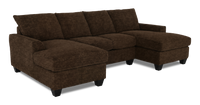 Sofa sectionnel avec deux fauteuils longs personnalisable Arc de Sofa Lab fabriqué au Canada en tissu - Plush Chocolate