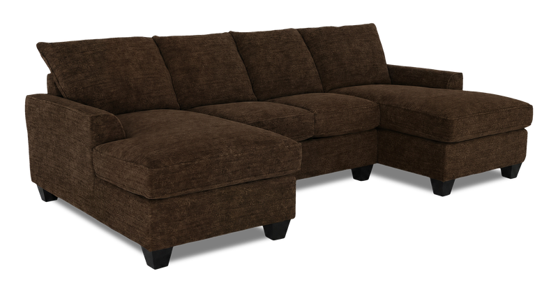 Sofa sectionnel avec deux fauteuils longs personnalisable Arc de Sofa Lab fabriqué au Canada en tissu - Plush Chocolate