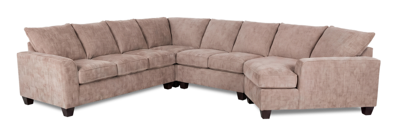 Sofa sectionnel de droite 4 pièces avec fauteuil enveloppant personnalisable Arc de Sofa Lab fabriqué au Canada en tissu - Chenille Praline