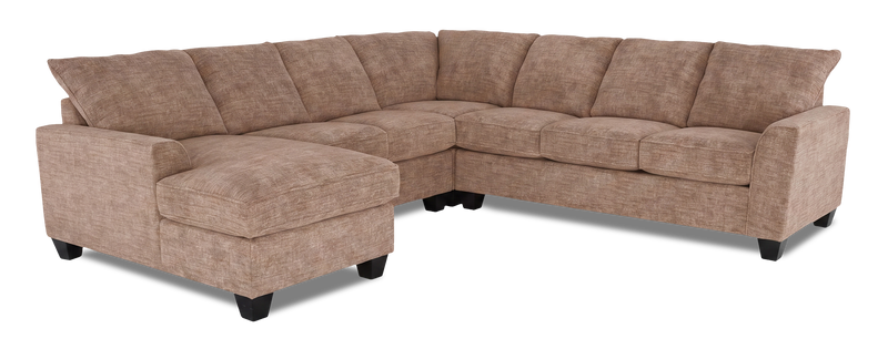 Sofa sectionnel de gauche 4 pièces avec fauteuil long personnalisable Arc de Sofa Lab fabriqué au Canada en tissu - Chenille Praline